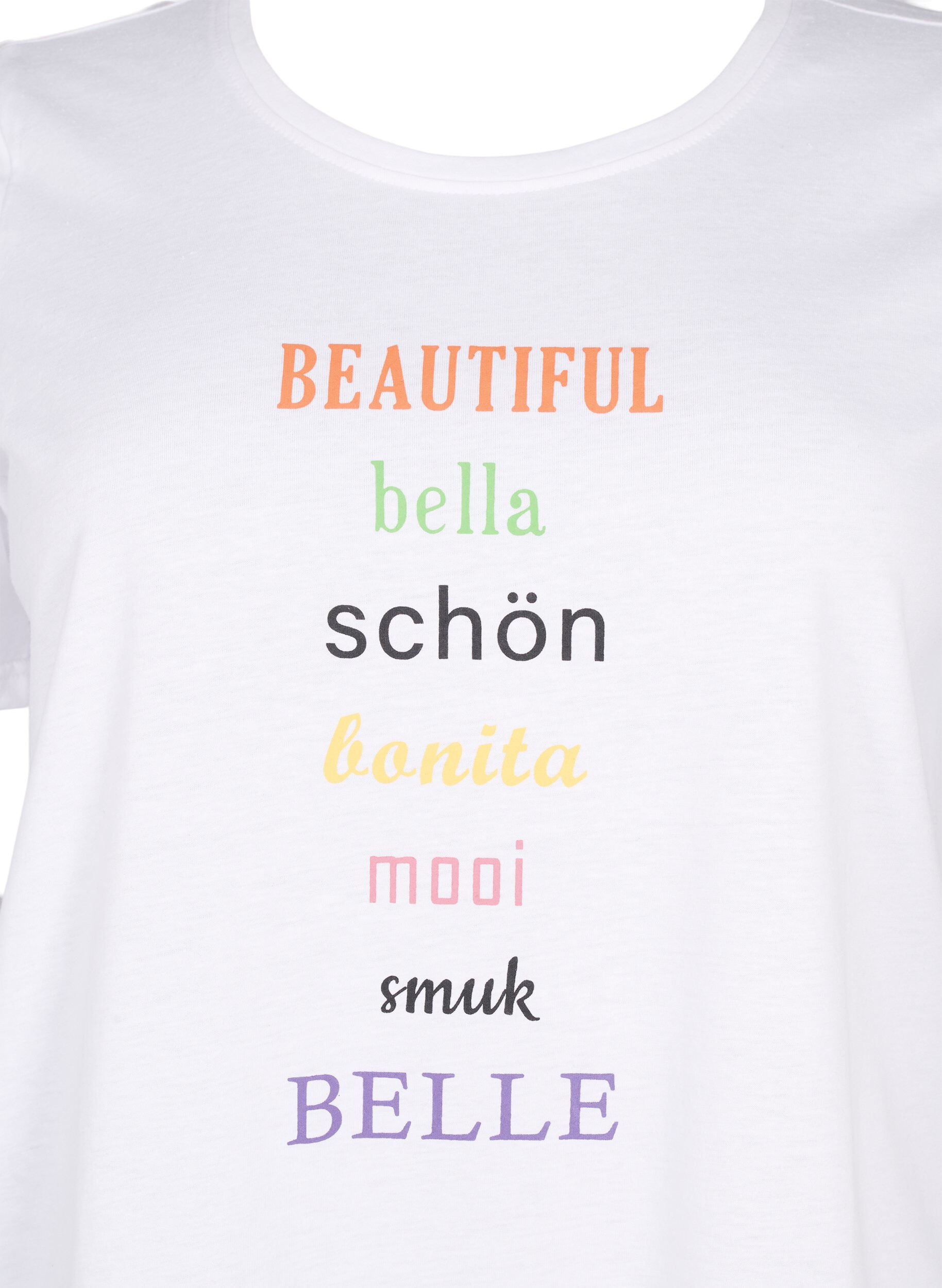 Zizzi T-shirt fr&aring;n FLASH med tryck, Bright White, Packshot image number 2