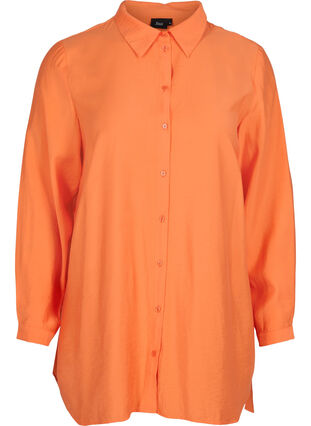 Lång skjorta i viskos, Celosia Orange, Packshot image number 0
