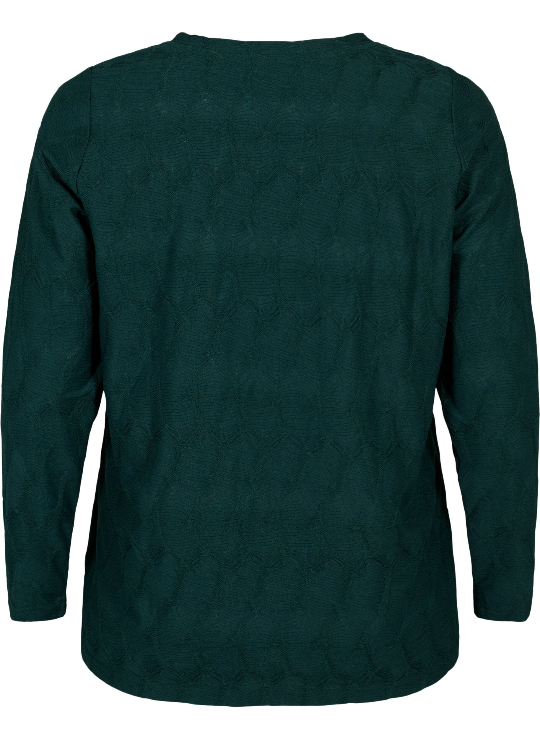 Zizzi FLASH &ndash; L&aring;ng&auml;rmad blus med struktur, Scarab, Packshot image number 1