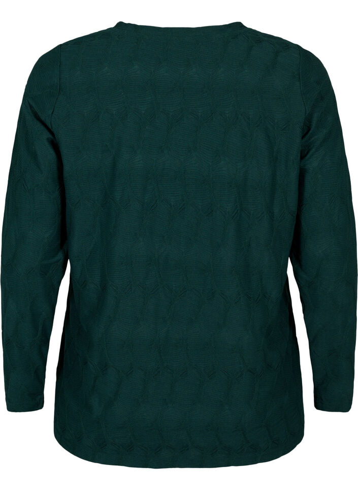 FLASH – Långärmad blus med struktur, Scarab, Packshot image number 1