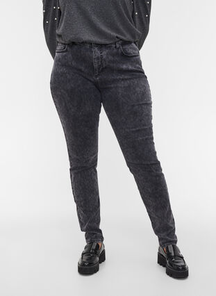 Amy jeans med hög midja, Grey Denim, Model image number 2
