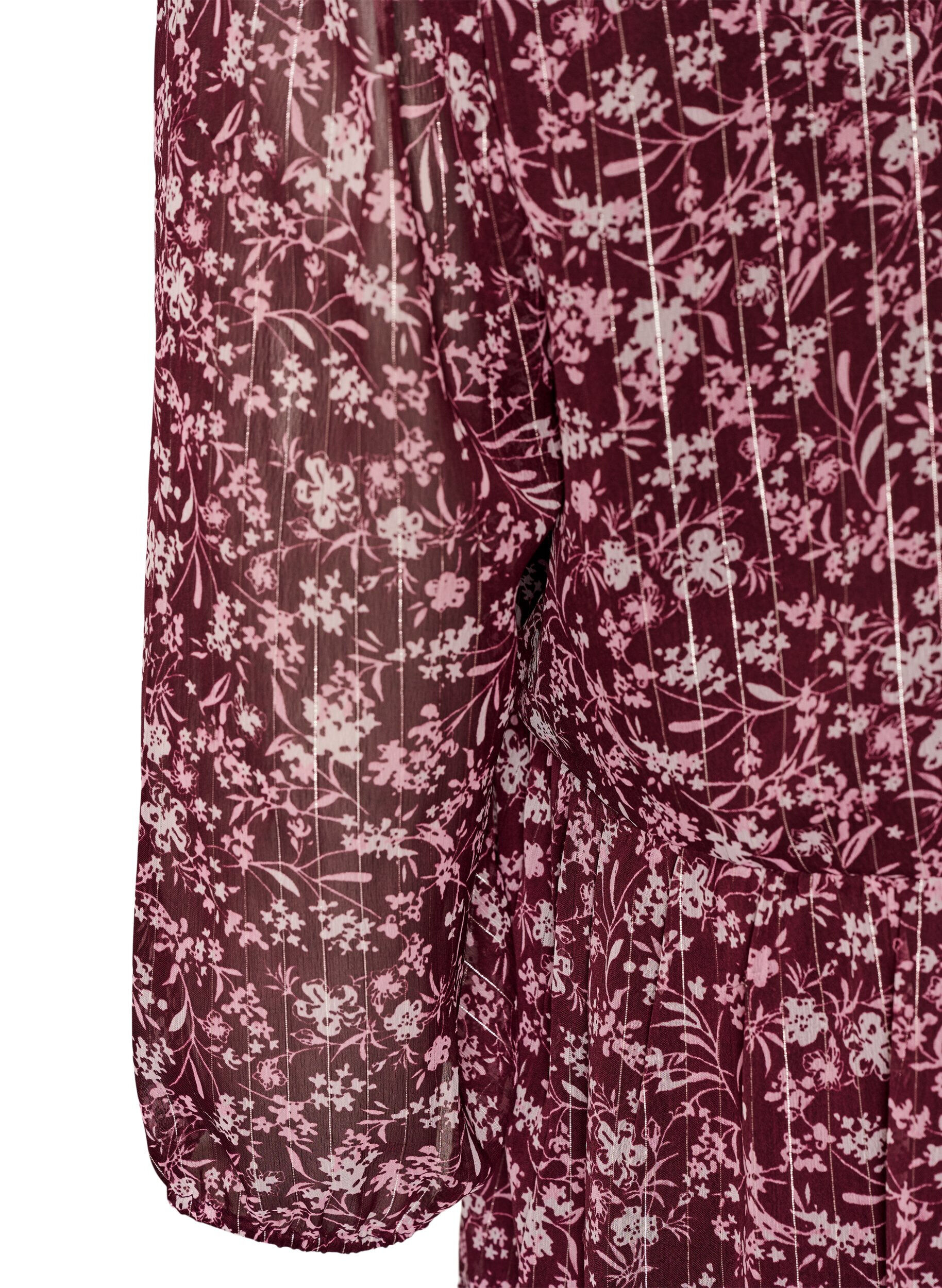 ZizziTunika med blomm&ouml;nster och glittertr&aring;dar, R&ouml;d, Packshot image number 3