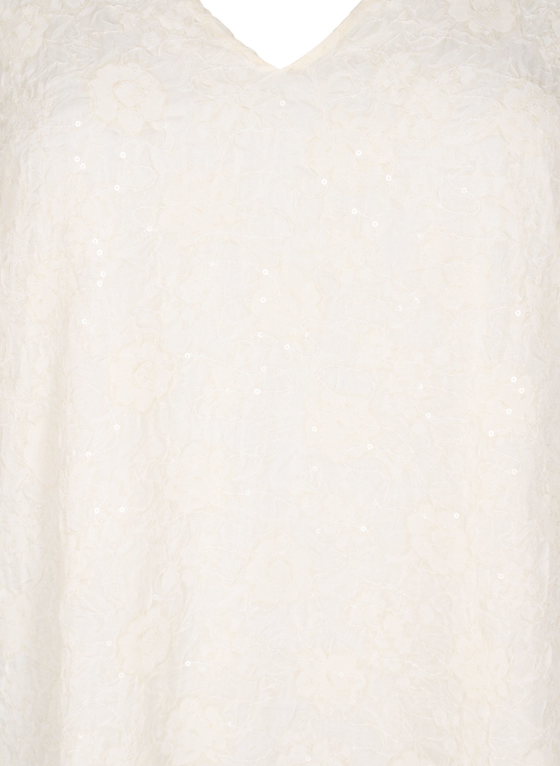Zizzi Kort festkl&auml;nning med paljetter, Vanilla, Packshot image number 2