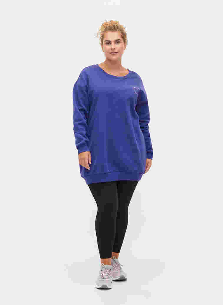 Sweatshirt i bomull med tryck, Deep Blue, Model image number 2