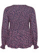 Blus med smock upptill och blommigt m&ouml;nster, Bl&aring;, Packshot image number 1