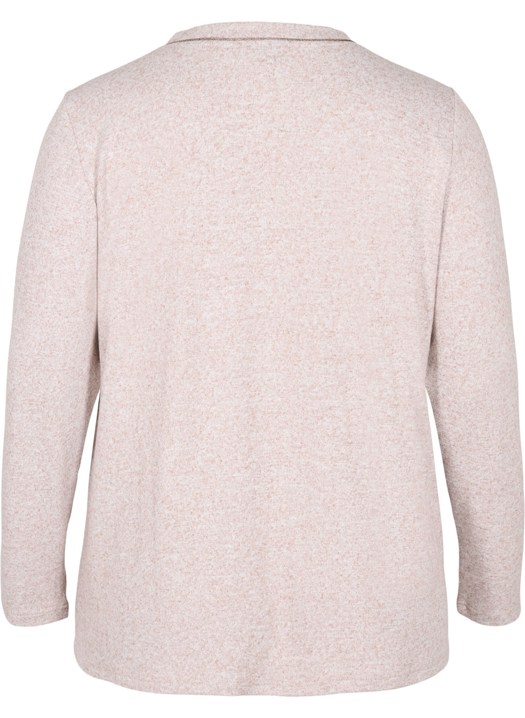 Zizzi V-ringad tr&ouml;ja med &aring;tervunnen polyester, Beige, Packshot image number 1