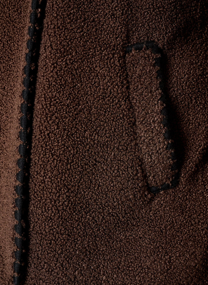 Teddyjacka med kontrastdetaljer, Brun, Packshot image number 2