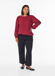 Blus med glitter, M&ouml;rk Bordeaux, Model image number 1