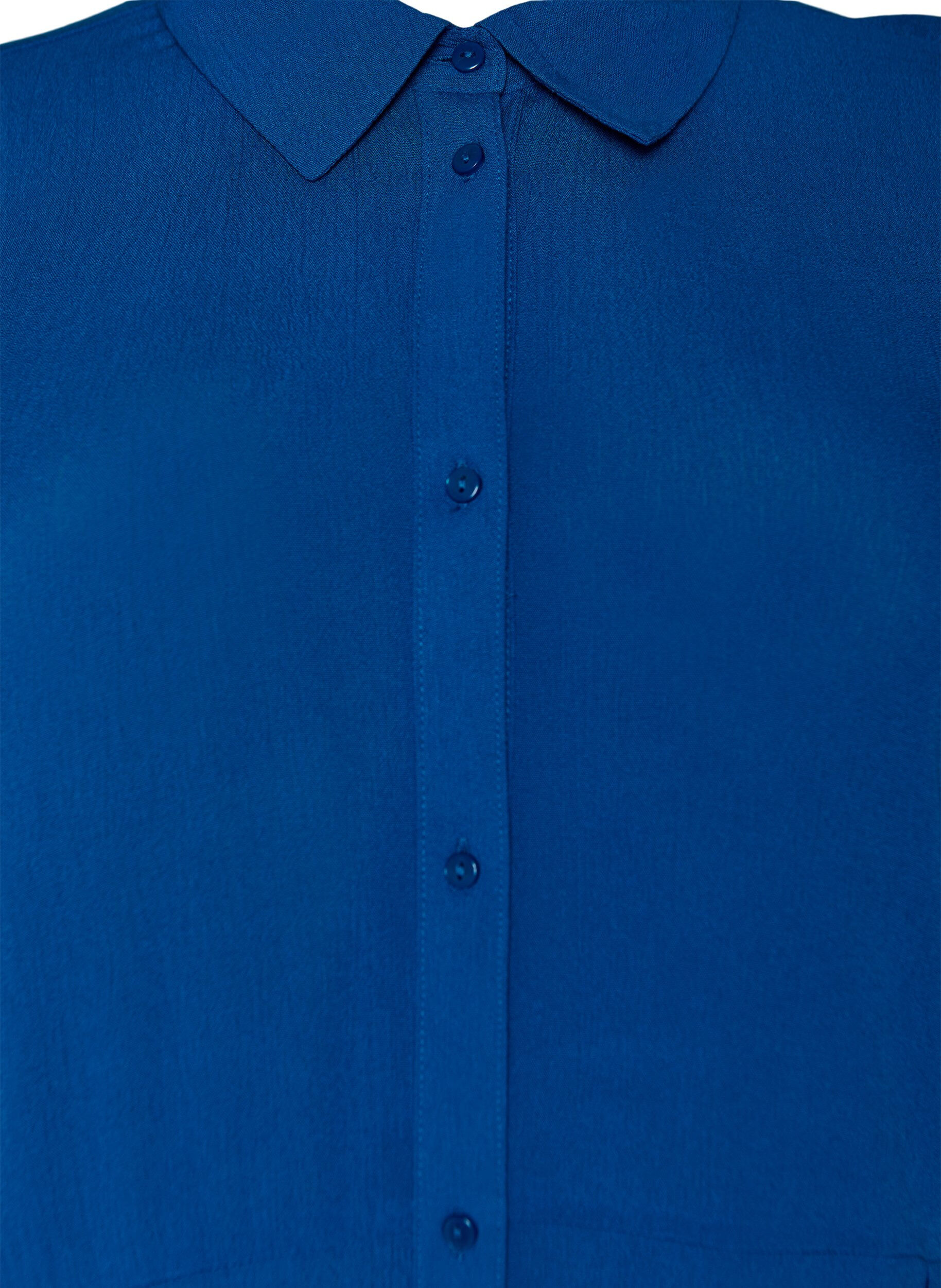 Zizzi Midikl&auml;nning i skjortmodell med korta &auml;rmar, Bl&aring;, Packshot image number 2