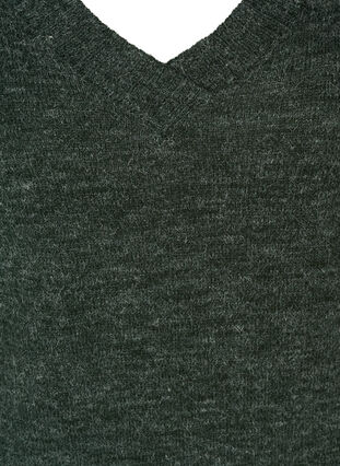 Melerad stickad klänning med v-ringning, Darkest Spruce melange, Packshot image number 2