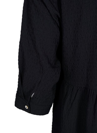 Enfärgad midiklänning med 3/4-ärmar, Black, Packshot image number 3
