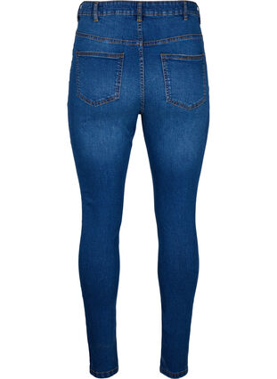 Slim fit-jeans med nötta detaljer, Blue Denim, Packshot image number 1
