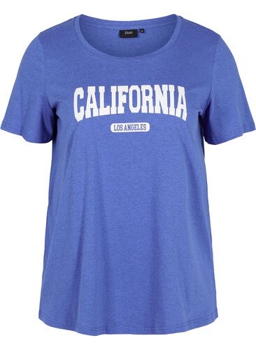 T-shirt i bomull med tryck, Dazzling Blue Califo, Packshot image number 0