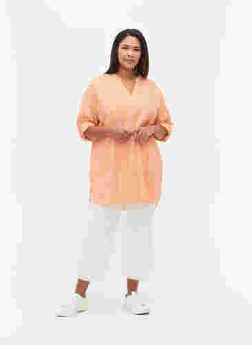 Randig bomullsskjorta med 3/4-ärmar, Exuberance Stripe, Model image number 2