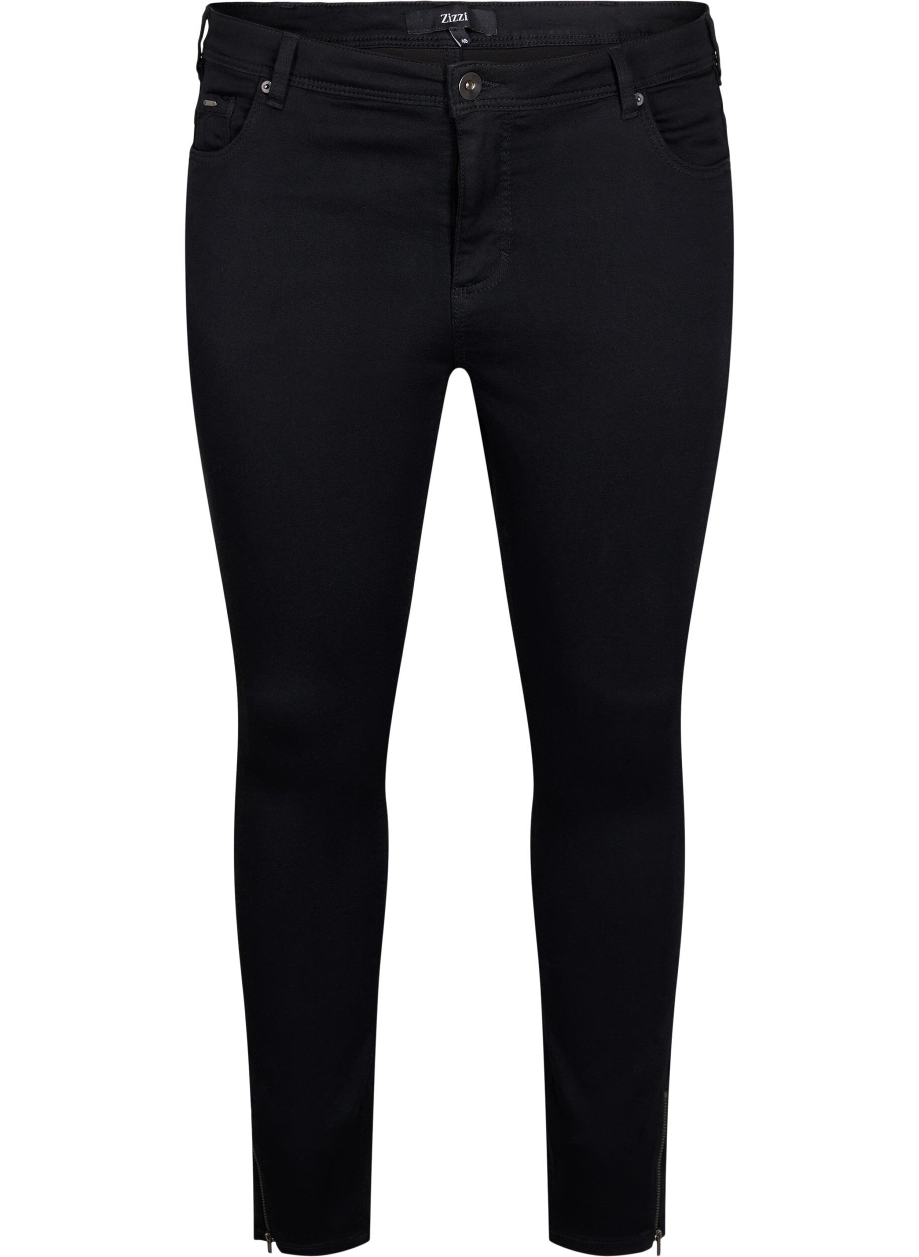 Croppade Amy jeans med blixtl&aring;s