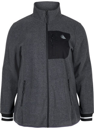 Sportjacka med hög krage och fickor, Dark Grey Melange, Packshot image number 0