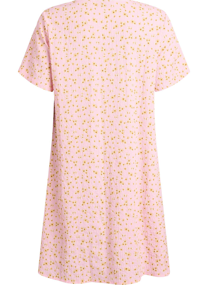 Kort&auml;rmad kl&auml;nning med V-ringning, Rosa, Packshot image number 1