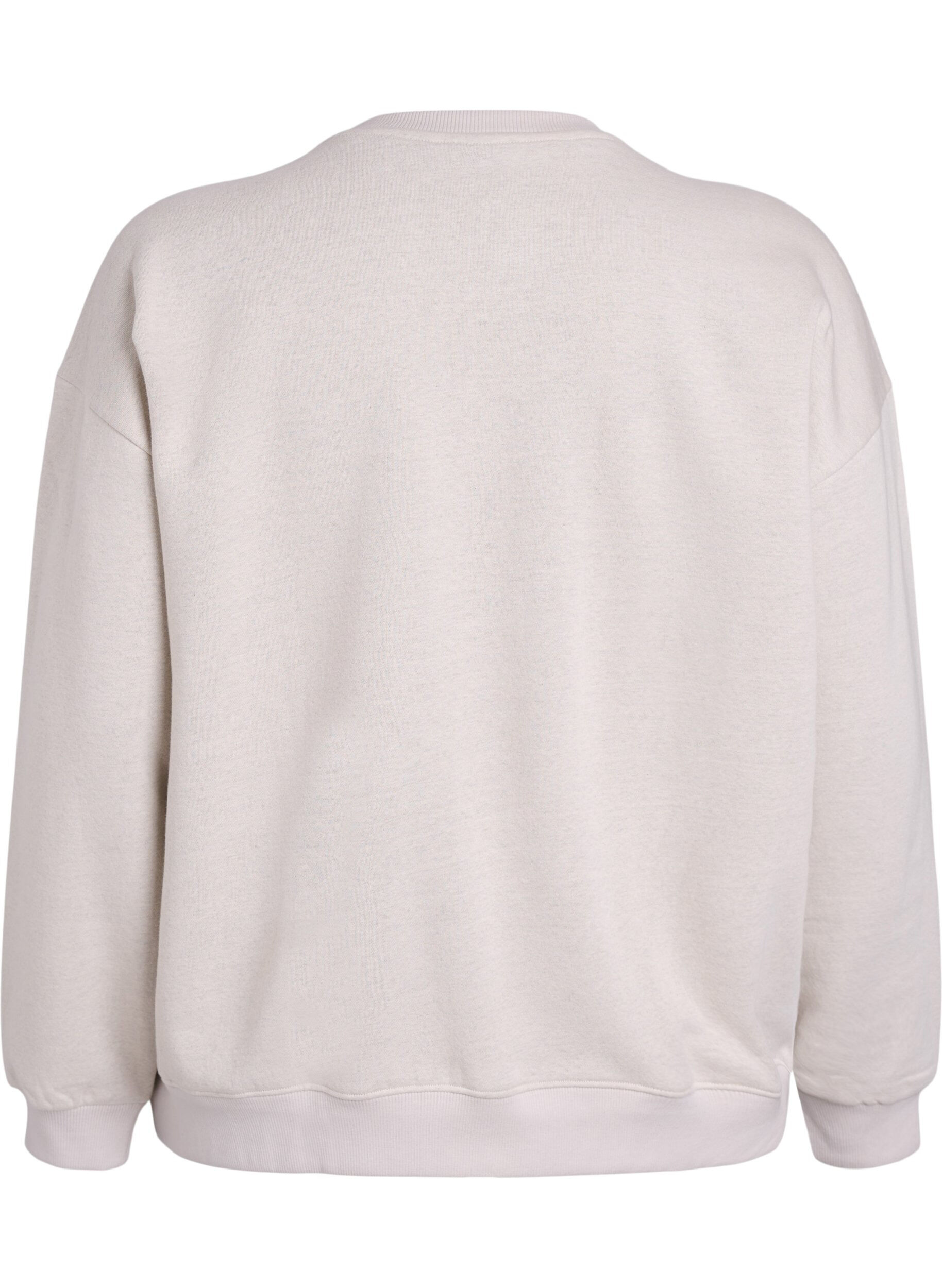 Zizzi Sweatshirt med text framtill, Beige, Packshot image number 1