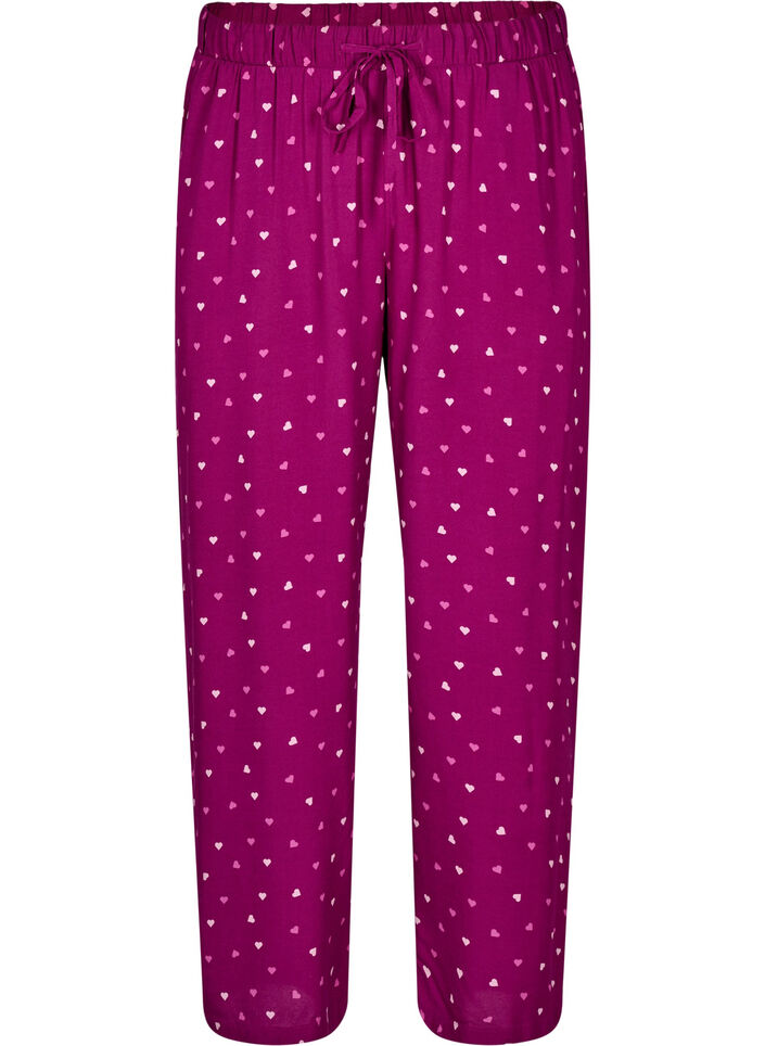 Lösa pyjamasbyxor med hjärtan, Boysenberry w. Heart, Packshot image number 0