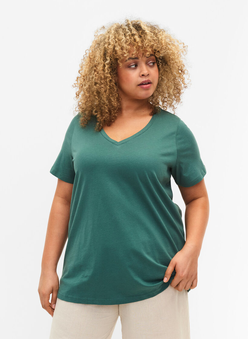 2-pack t-shirt i bomull, Mallard Green/Black, Model image number 0