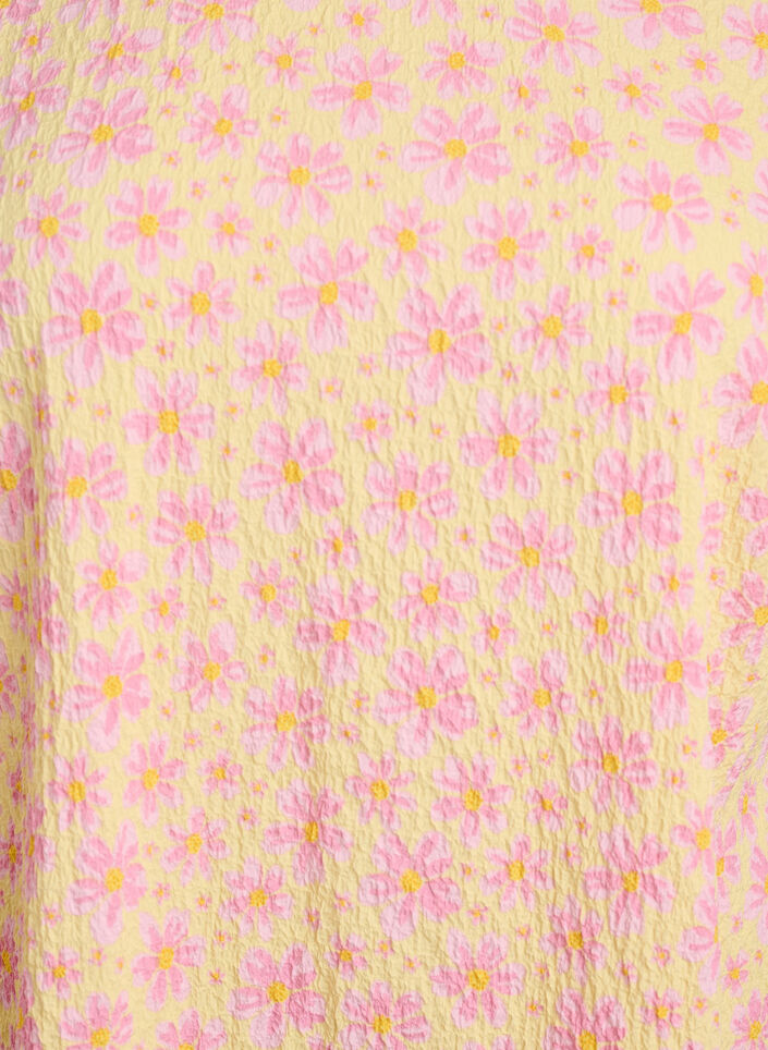 Kort kl&auml;nning med krinklad textur och korta &auml;rmar, Gul, Packshot image number 2