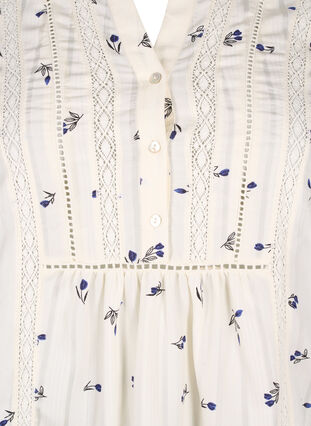 Kort viskosklänning med spetsdekor och A-linjeformad skärning, Birch w. Flower, Packshot image number 2