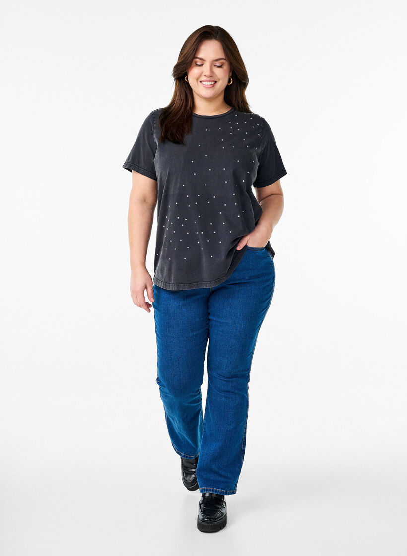 T-shirt i ekologisk bomull med coolt tryck, Grå, Model image number 1