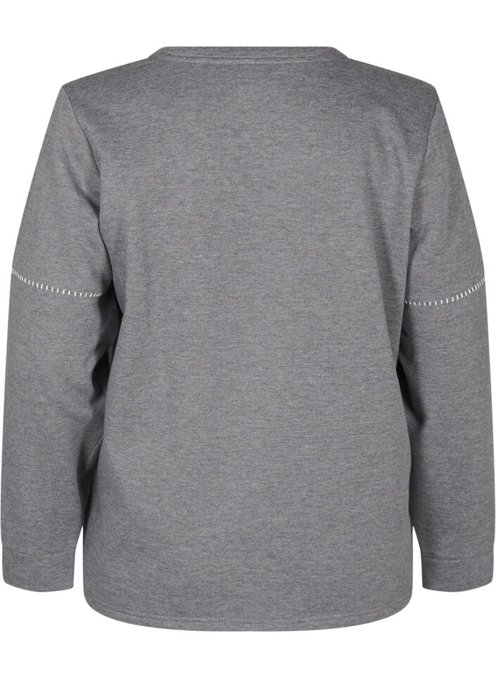 Sweatshirt med kontrastsömmar, Medium Grey Mél, Packshot image number 1