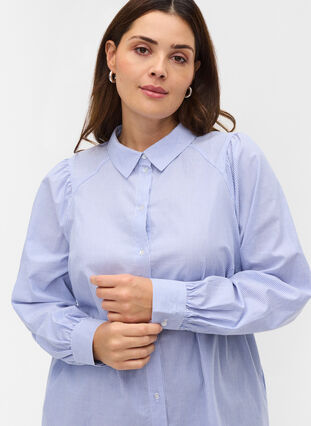 Randig skjorta i bomull, White/Blue stripe, Model image number 2