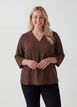 Blus med 3/4-&auml;rm, Brun, Model image number 0