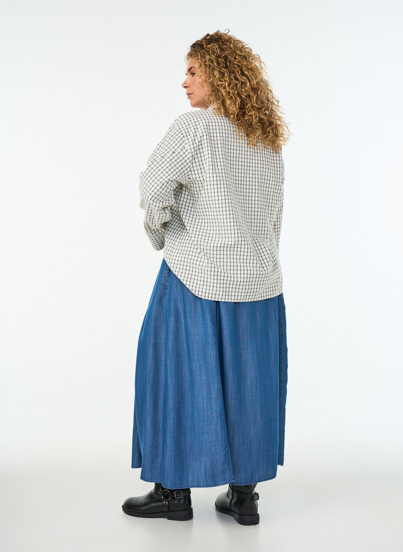 Maxikjol i lyocell med denimlook, Bl&aring;, Model image number 1