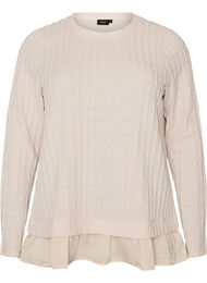 Strukturerad blus med volangkant, Vanilla