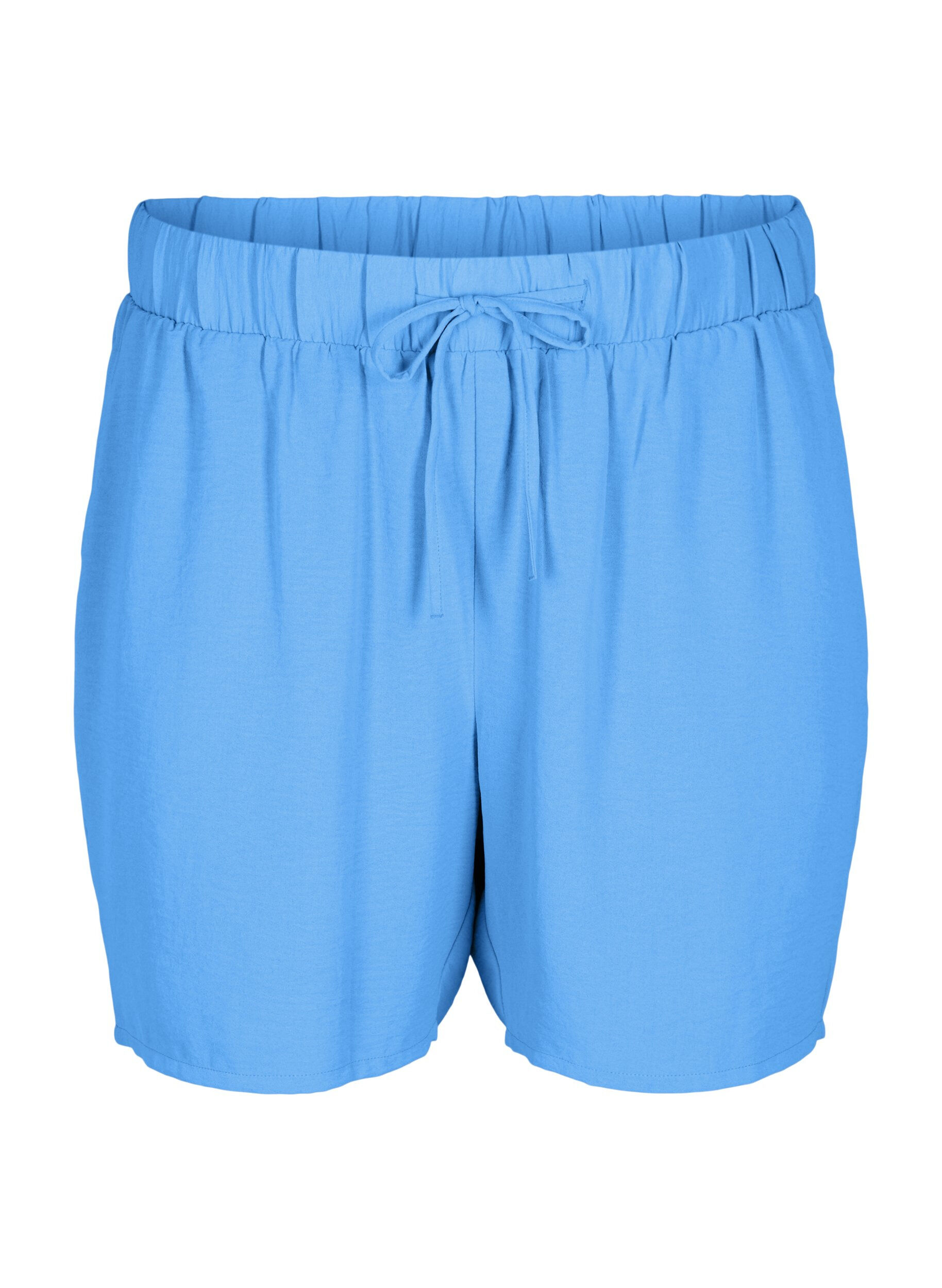 ZizziShorts med fickor och res&aring;r i midjan, Bl&aring;, Packshot image number 0