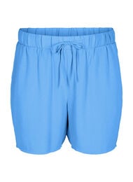 Shorts med fickor och res&aring;r i midjan, Bl&aring;