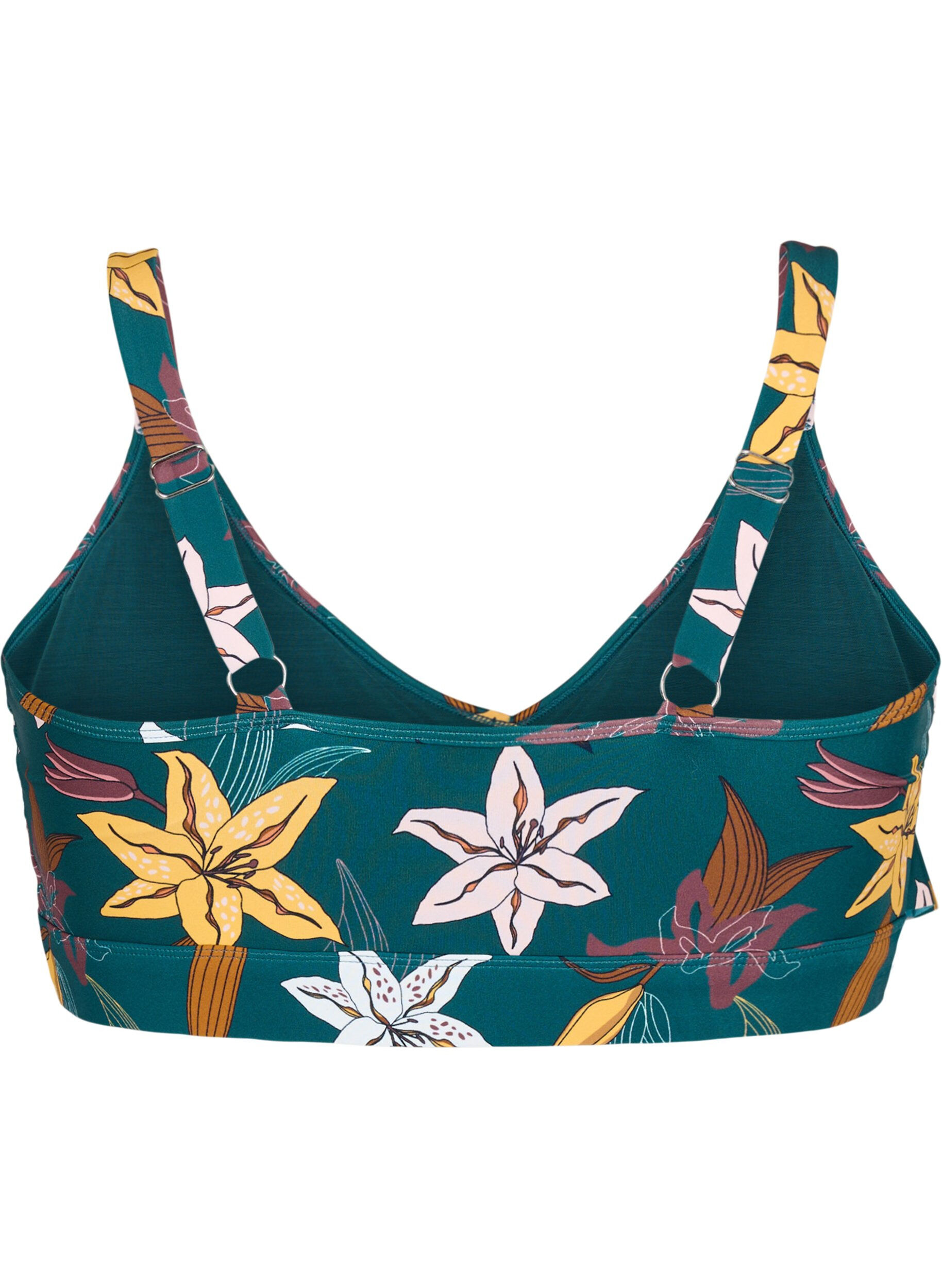 ZizziBlommig bikinitopp med volanger, Gr&ouml;n, Packshot image number 1