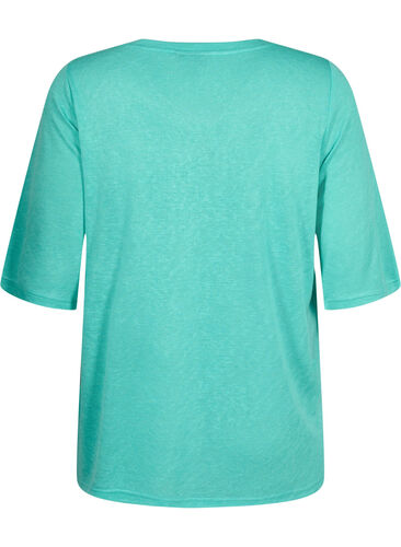 Blus med 3/4-ärmar, Turquoise, Packshot image number 1