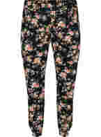 Pyjamasbyxor med blommigt mönster i bomull, Black Flower
