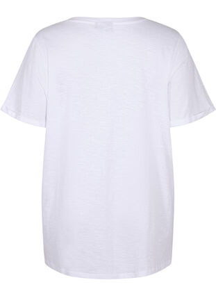 Enfärgad oversize t-shirt med v-hals, Bright White, Packshot image number 1