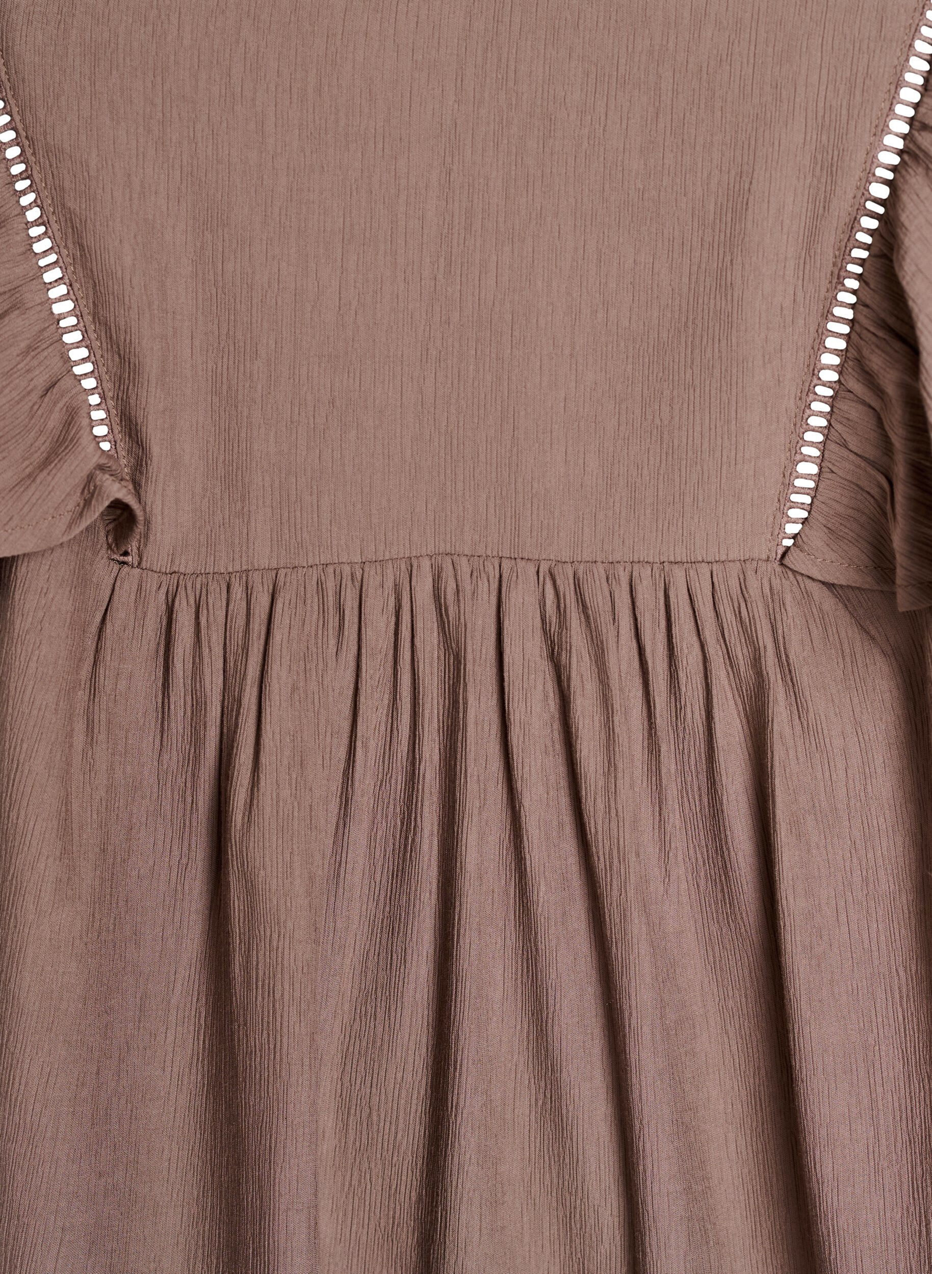 Zizzi Blus med korta volang&auml;rmar, Brun, Packshot image number 2