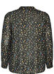 Blus med helt&auml;ckande m&ouml;nster och kort knappsl&aring;, Svart, Packshot image number 1