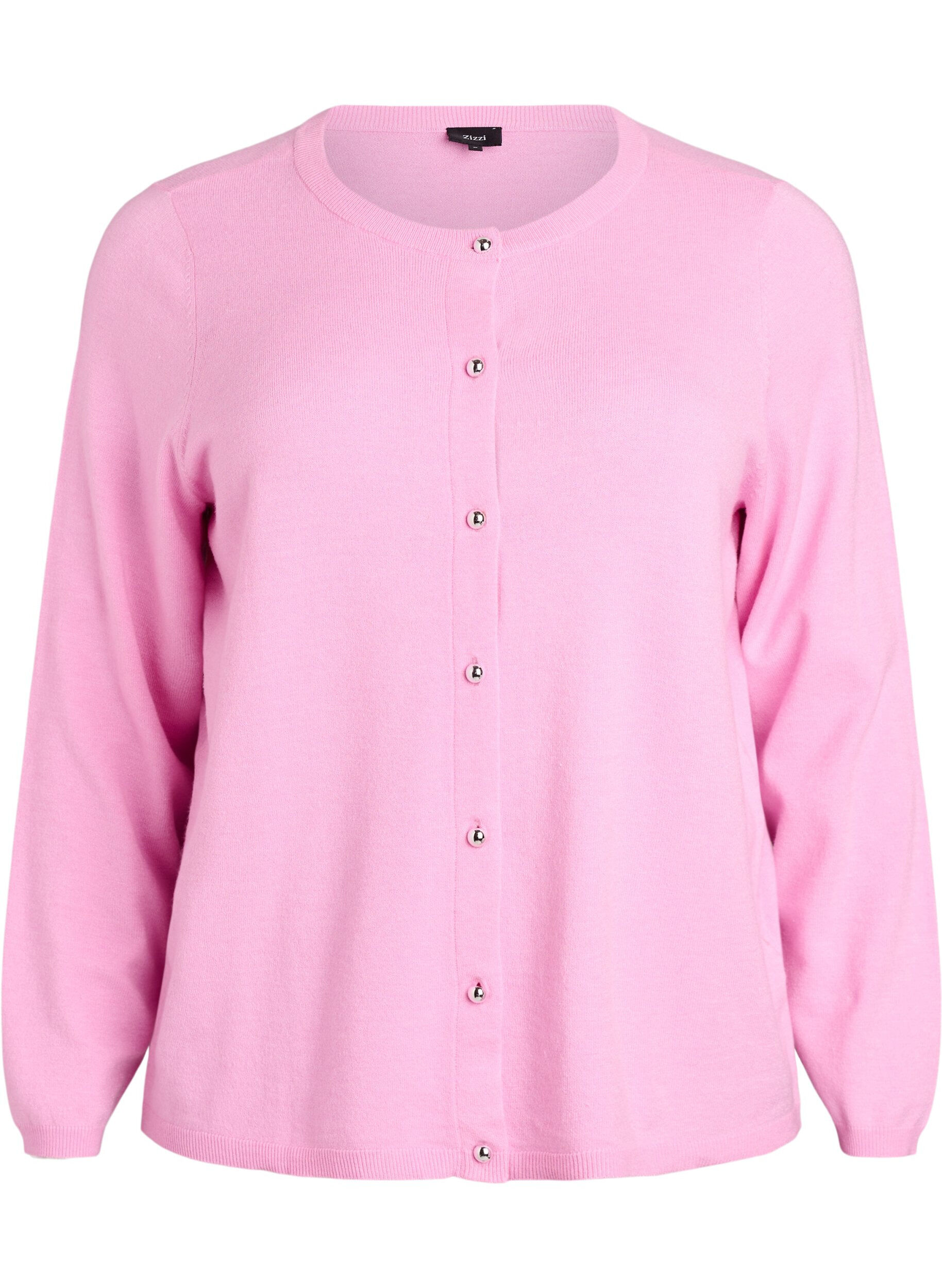 ZizziCardigan med runda knappar, Rosa, Packshot image number 0