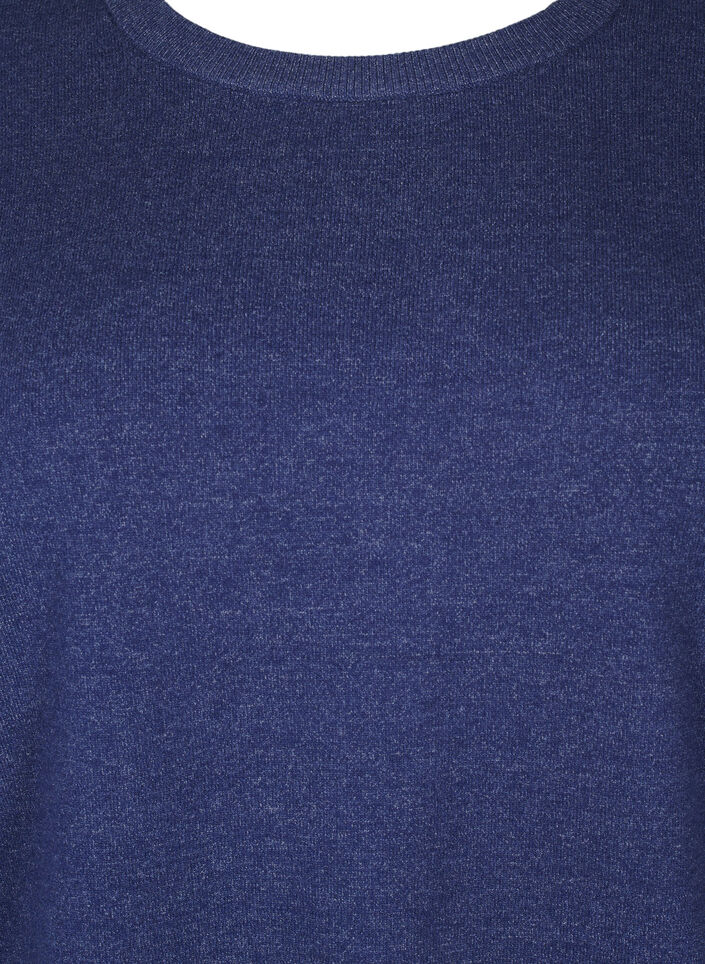 Stickad blus med långa ärmar och slits, Blå, Packshot image number 2