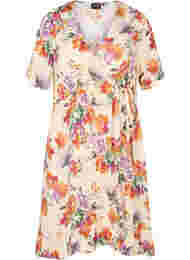 Blommig omlottklänning med korta ärmar, Buttercream Vintage