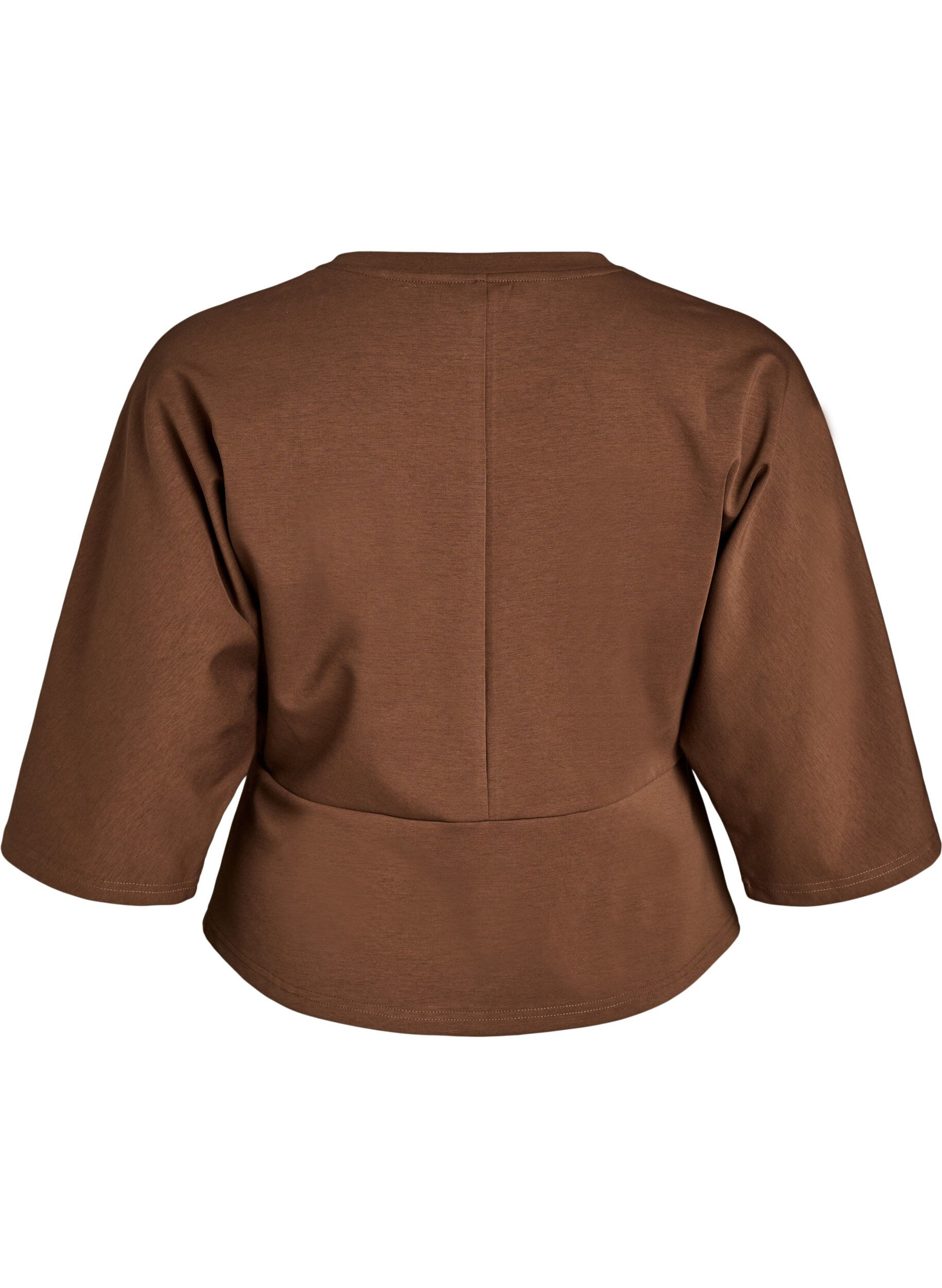 ZizziPeplumblus med armb&aring;gsl&aring;nga &auml;rmar, Brun, Packshot image number 1