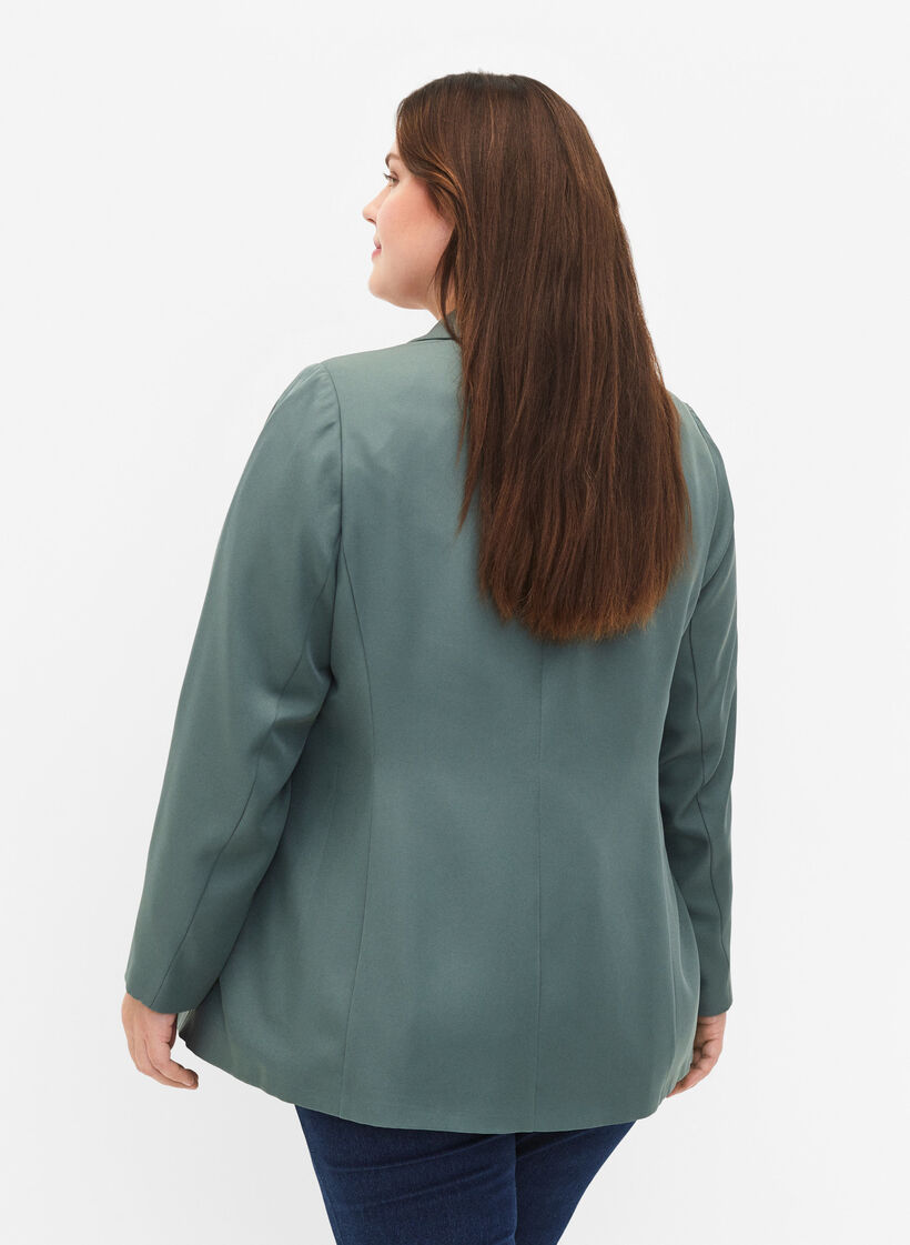 FLASH – Enkel kavaj med knapp, Grön, Model image number 2