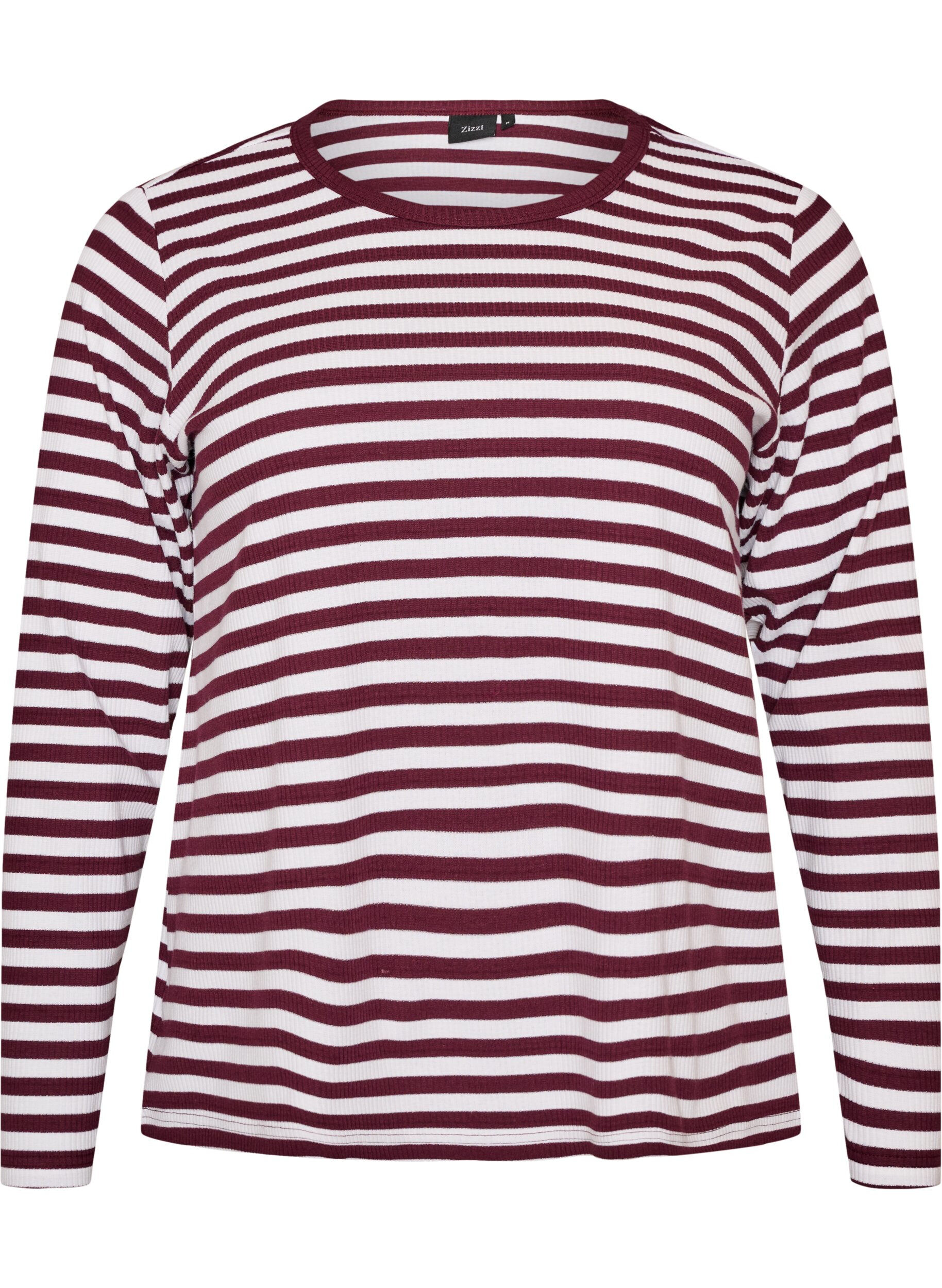 ZizziL&aring;ng&auml;rmad natt-topp i ribbad trik&aring; med r&auml;nder, R&ouml;d, Packshot image number 0