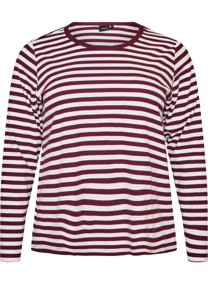 L&aring;ng&auml;rmad natt-topp i ribbad trik&aring; med r&auml;nder, R&ouml;d, Packshot image number 0