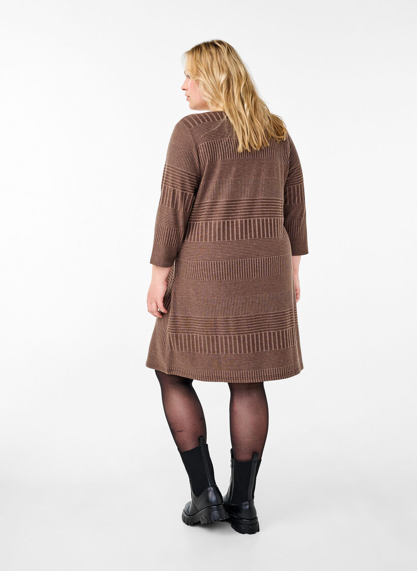 Klänning med trekvartsärm och randigt mönster, Ch. Martini Mel., Model image number 1