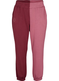 Sweatpants med colour block, Red Mahogany/RoseBr.
