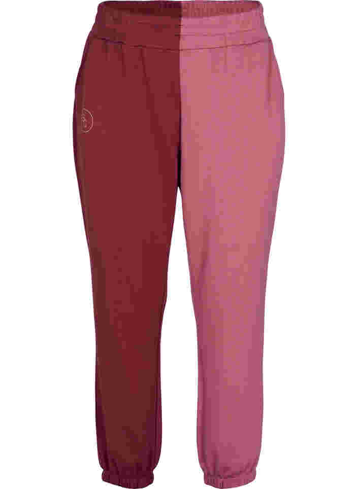 Sweatpants med colour block, Red Mahogany/RoseBr., Packshot